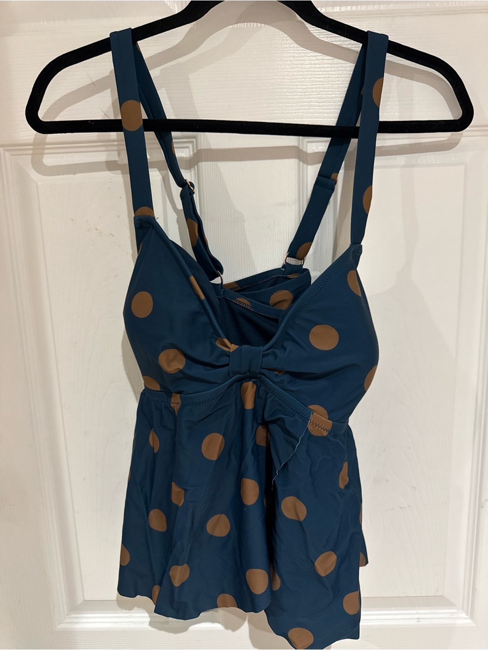 Addition Elle Teal Swim Tankini with Brown Polka Dots